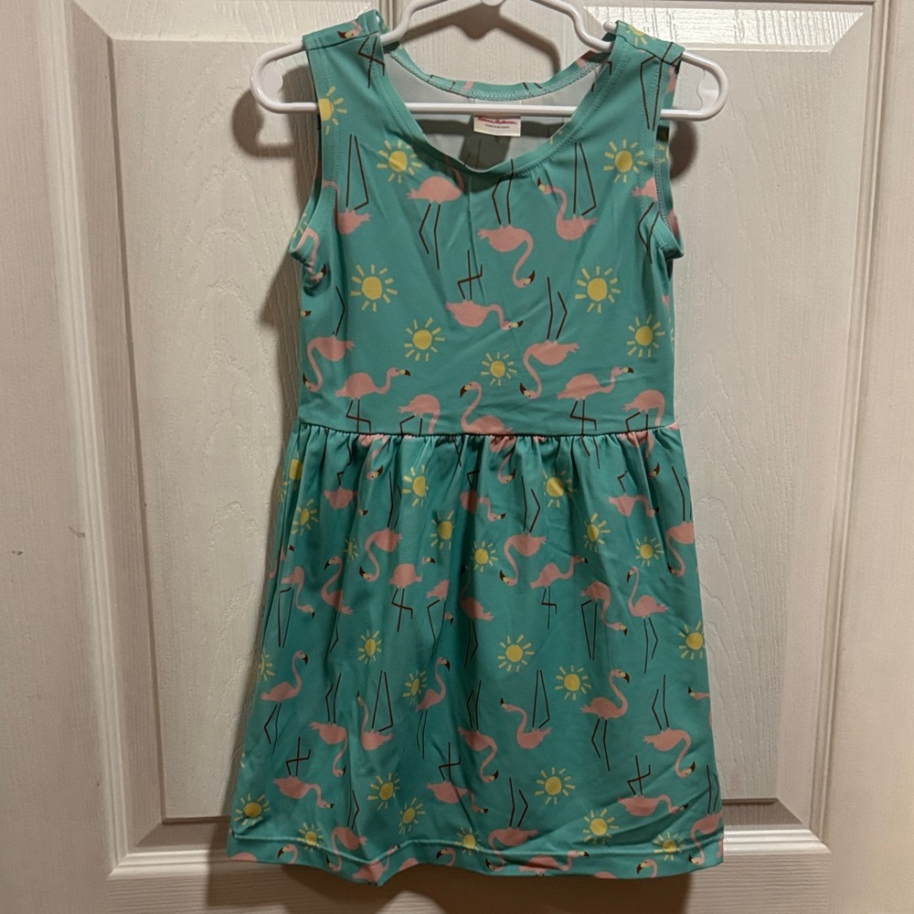 Turquoise Flamingo Sundress with Sun Print